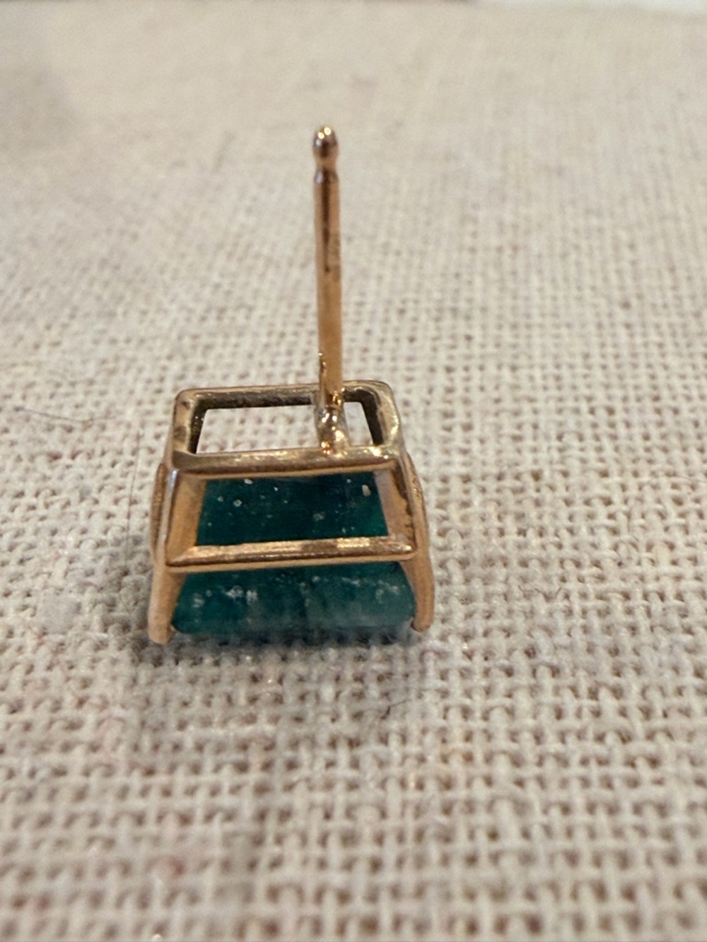 Vintage Emerald Cut Emerald 14K Stud Earrings Dark Green - Picture 9 of 12